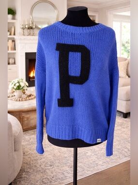 💕 PINK Victoria’s Secret Blue Wool Blend Varsity Sweater XS 💕